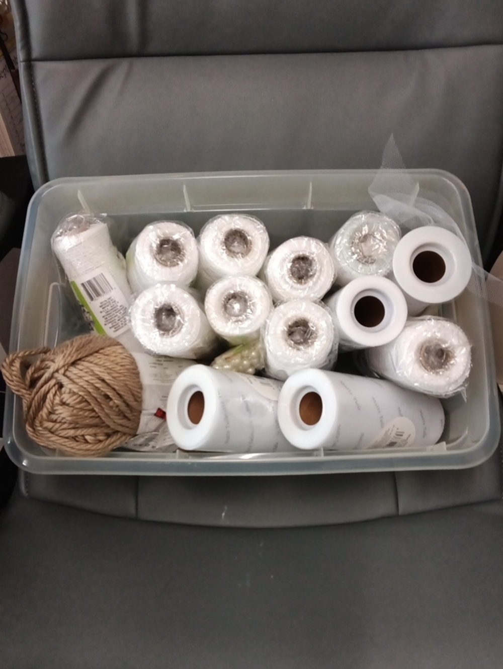 This Is A BundleClear Plastic Storage Bin for Home Organization - White Contents